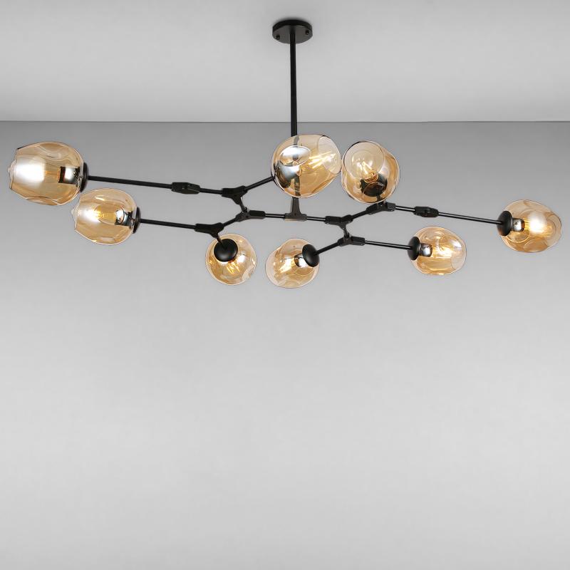 Люстра подвесная Light House LS-15226-8 BK+BR молекула на восемь ламп Черный/Коричневый