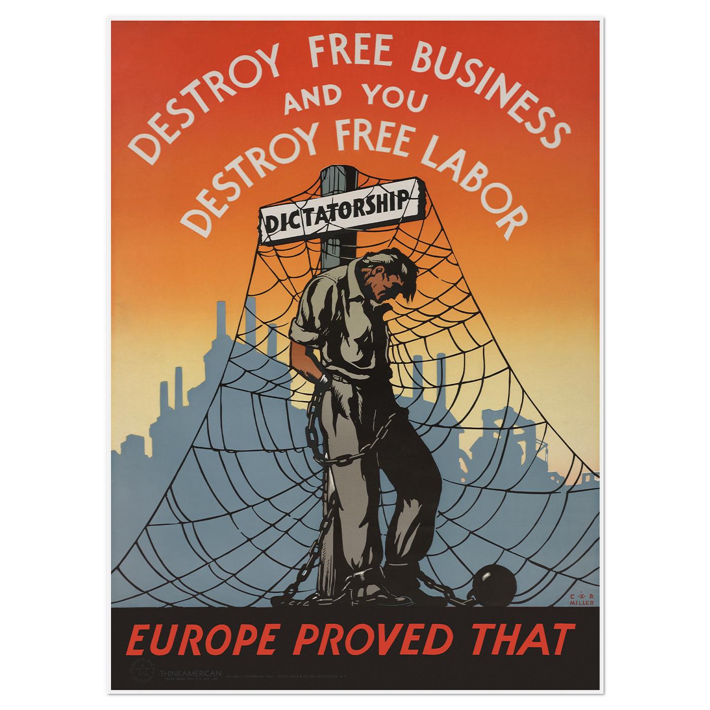 Плакат ретро Диктатура 1944 63x86 см (0248)