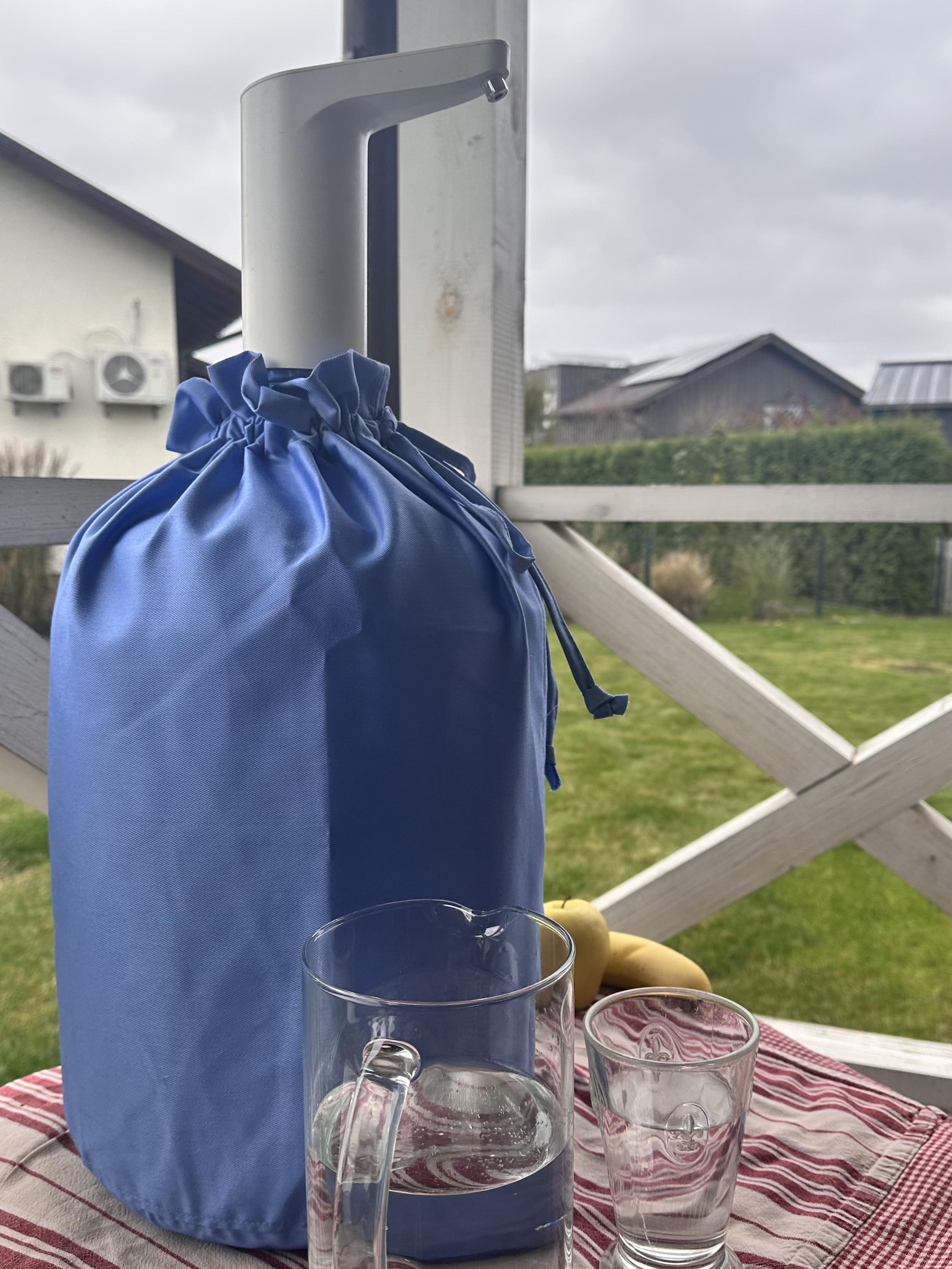 Чохол текстильний котоновий однотонний на пластиковий бутль 19 л Блакитний - фото 2 Чохол текстильний котоновий однотонний на пластиковий бутль 19 л Блакитний - фото 2