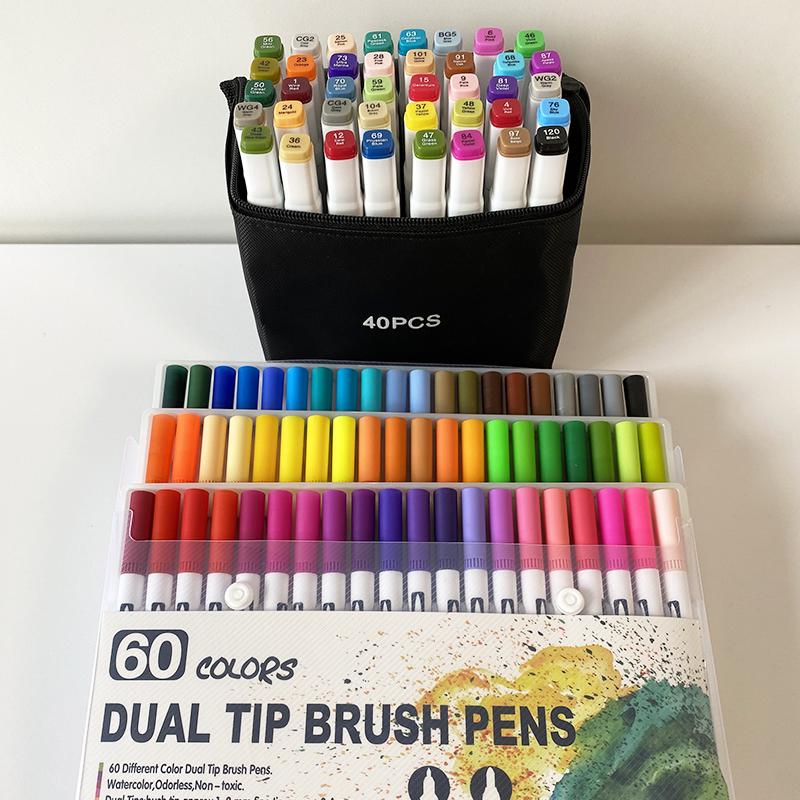 Набор для скетчинга Скетч-маркеры Touch Queen 40 шт + Линеры Dual Tip Brush Pens 60 шт