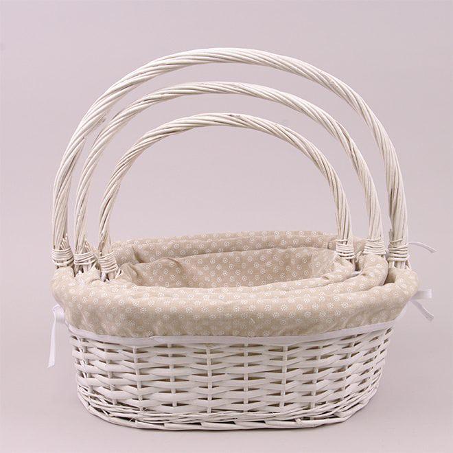 Комплект корзин с тканью Flora 30х30х18 см 3 шт. Белый (39630)