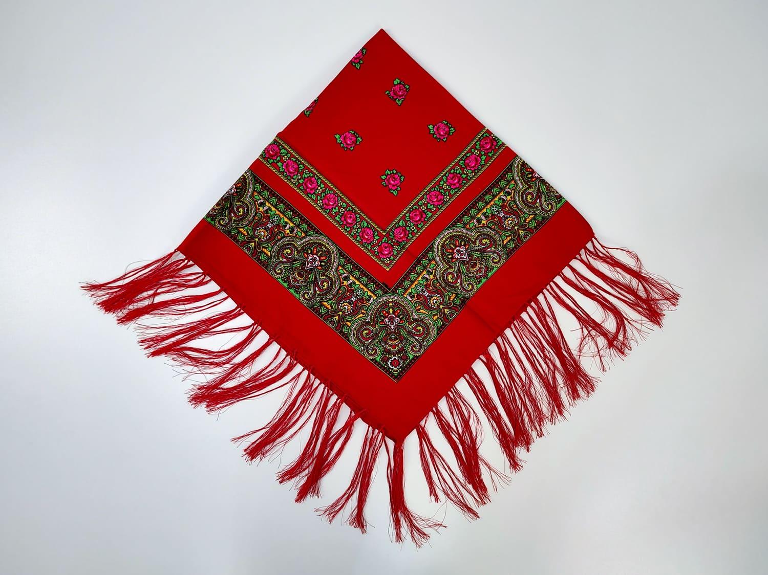 Платок украинский с тороками 80x80 см Темно-красный (30070632)