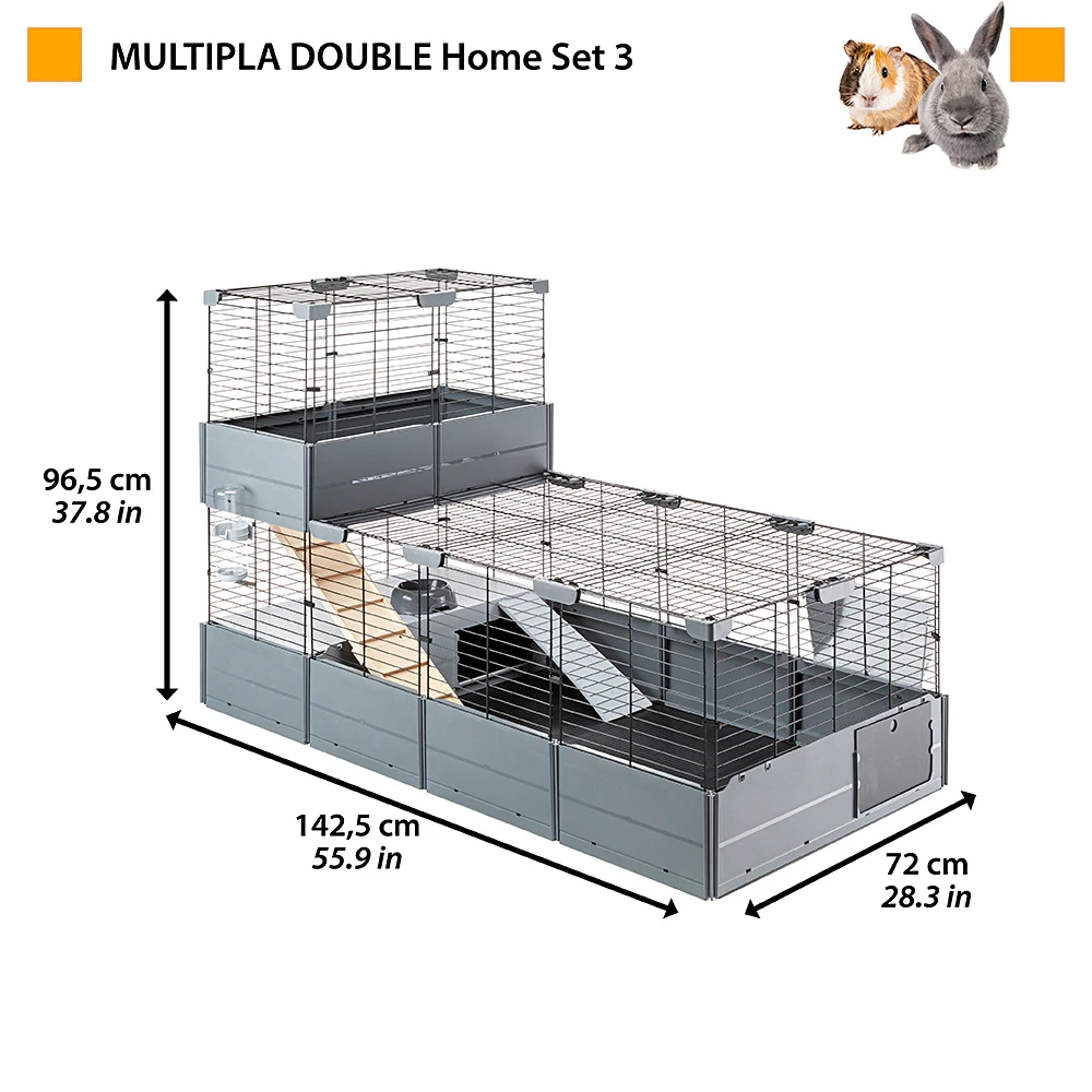 Клетка для кроликов Ferplast Multipla Double модульная 107,5х72х96,5 см (57042817) - фото 3