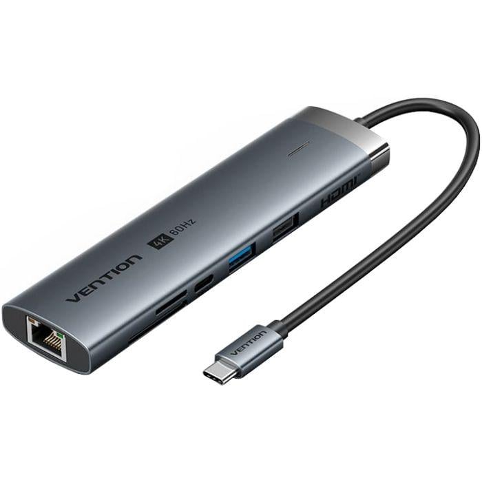 Док-станция USB3.2 Type-C-HDMI 4K60Hz/USB 3.0/USB2.0/RJ45/SD/TF/PD 100W Hub 8-in-1 Vention (TDB-895081)