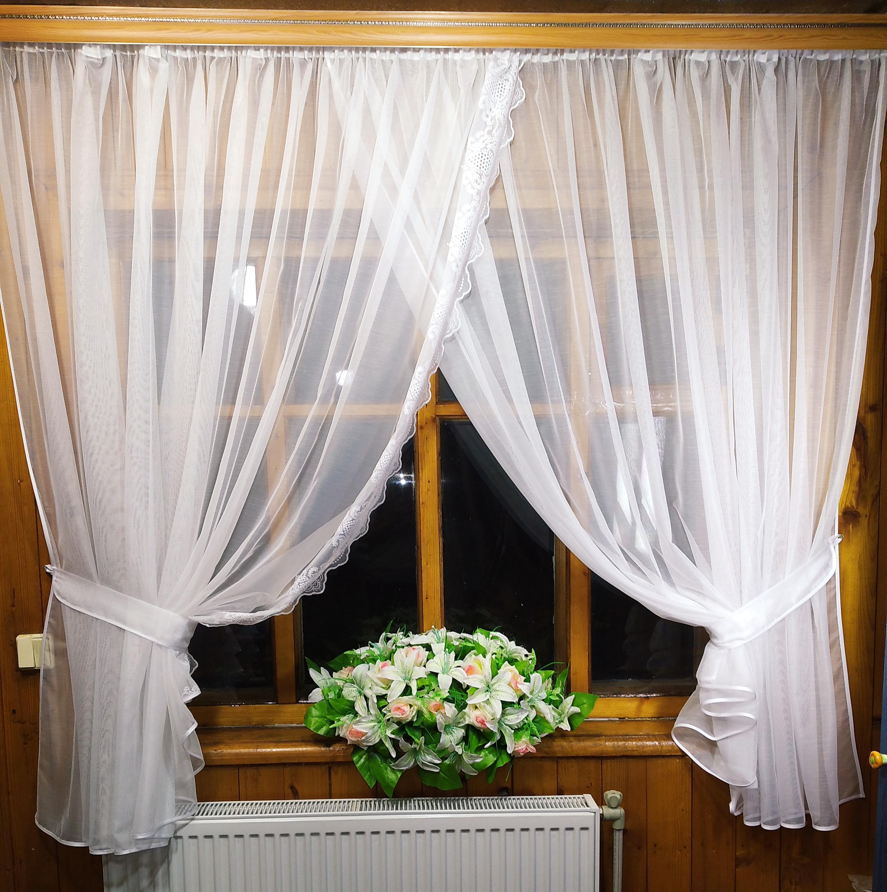 Штора коротка готова Поліна Бамбук Білий (1227975196)