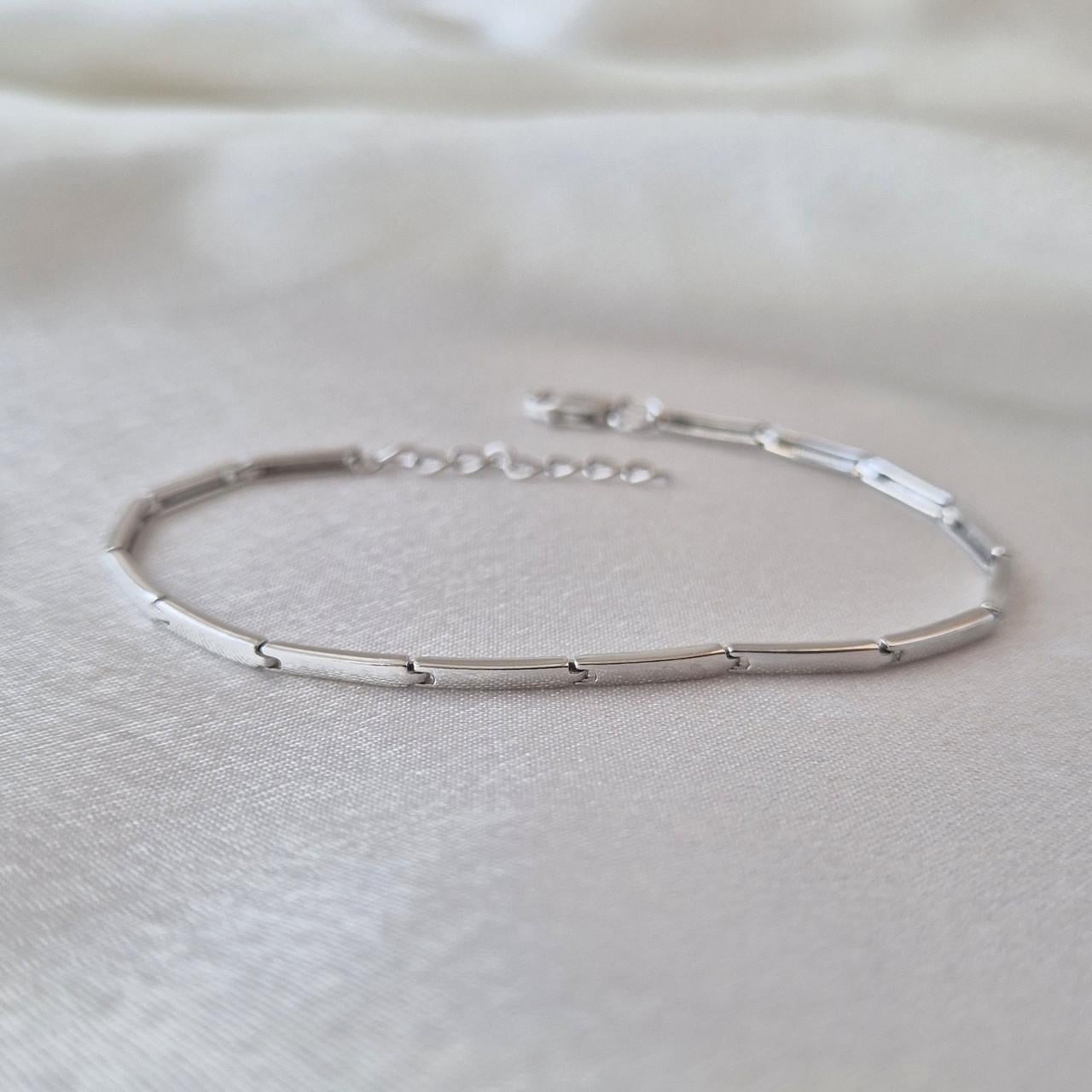 Браслет пластина без камней серебро 925 пробы родированное 4,40 г 18-21 см (2908р)