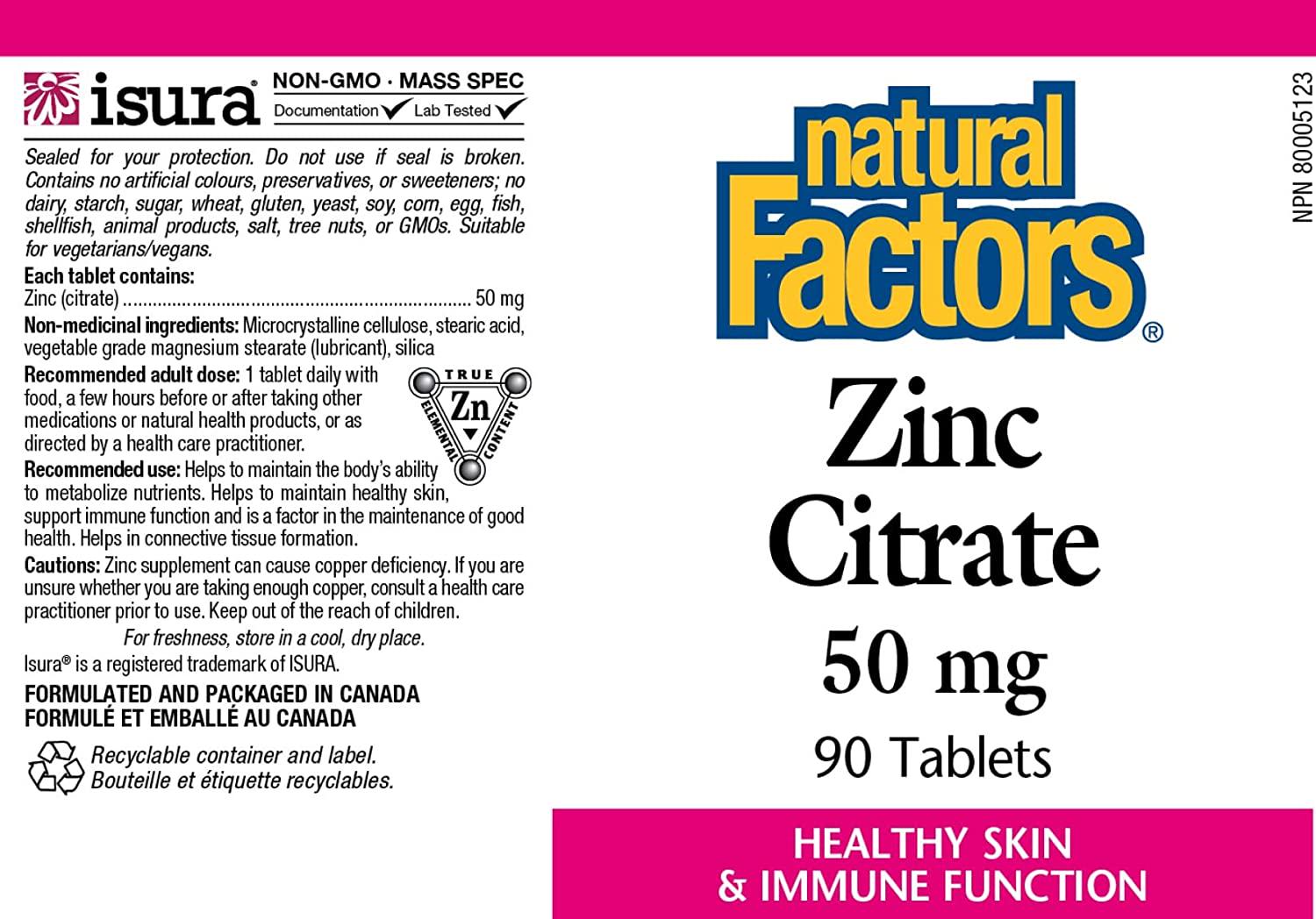 Цинк Zinc Citrate 50mg 90 Tablets - фото 3