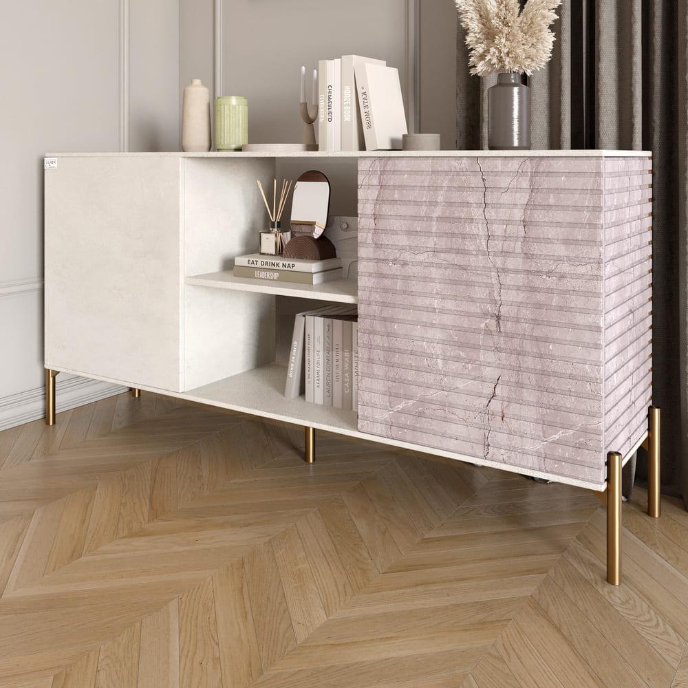 Комод відкритий на золотих металевих ніжках Lion Грей Бетон Style/Камінь (Lion-042803)