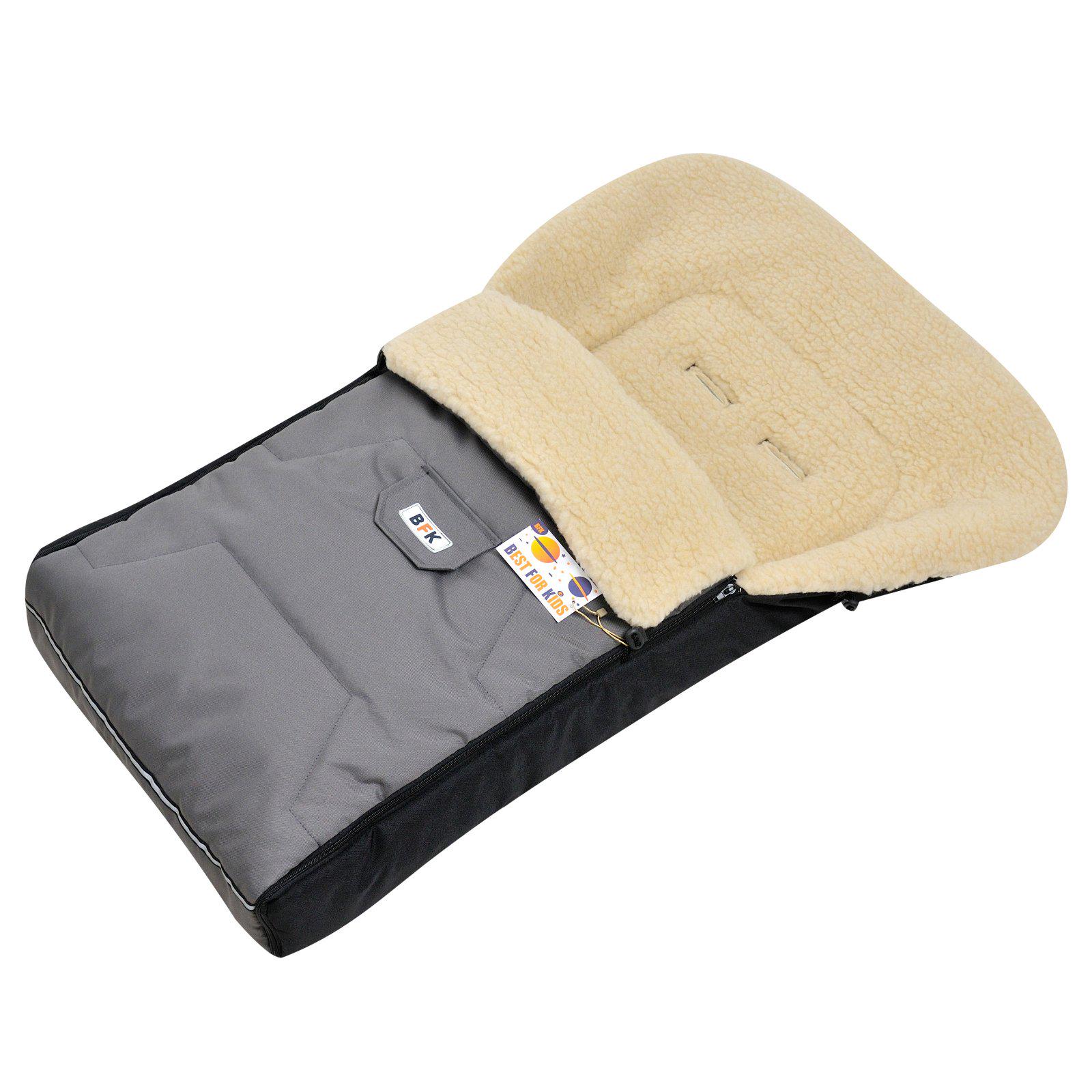 Конверт-чехол зимний For Kids Ideal на овчине в коляску и на санки 95х45 см Серый (4466)