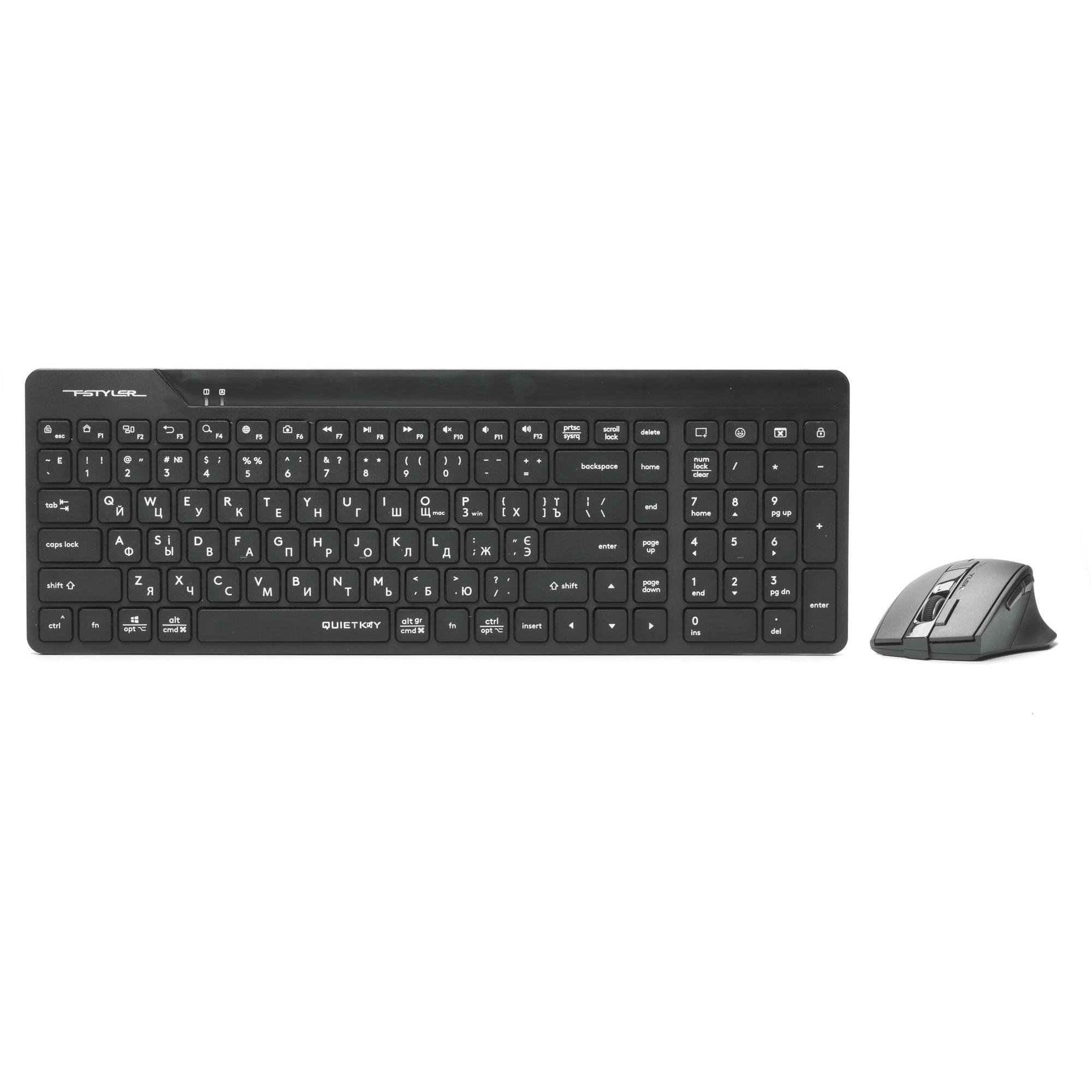 Комплект клавиатура и мышь беспроводной A4Tech Fstyler FG2400 Air Mouse 2,4 гГц Black (FG2400 Air2 Black)