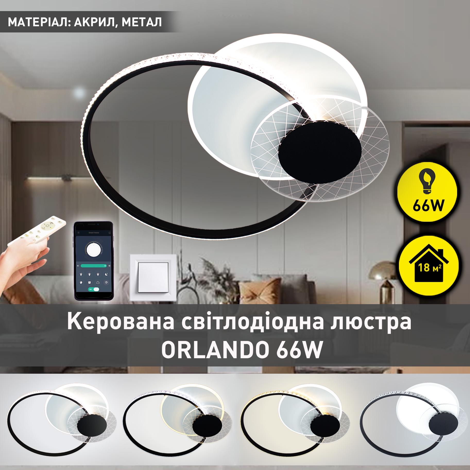 Люстра светодиодная ESLLSE ORLANDO 66W 3R SMART 555x456x58мм Черно-белый (10473) - фото 2