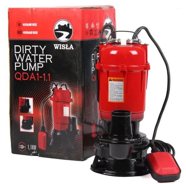 Насос дренажно-фекальный с измельчителем Wisla QDA 1-1,1 kW A для грязной воды/фекалий/сливных ям с поплавком (30409090)