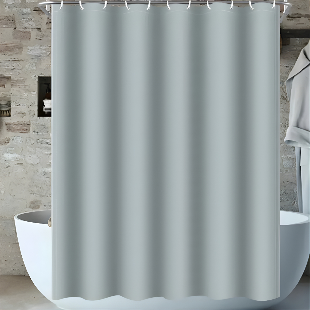Шторка для ванной и душа с кольцами водоотталкивающая с крючками PEVA однотонный 180x180 см Серый - фото 3 Шторка для ванной и душа с кольцами водоотталкивающая с крючками PEVA однотонный 180x180 см Серый - фото 3