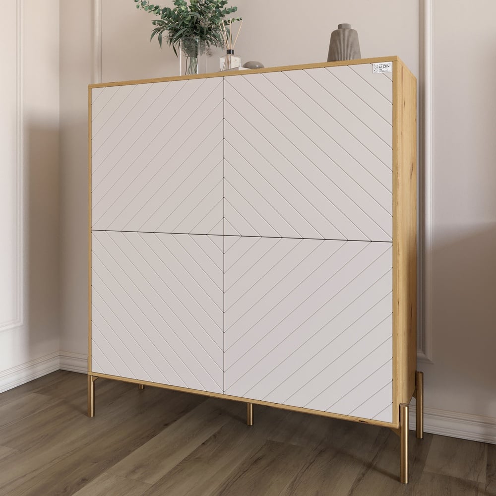 Комод-пенал Lion Амарант 114x40x126,5 см Дуб Артизан/Белый (LION-042052)