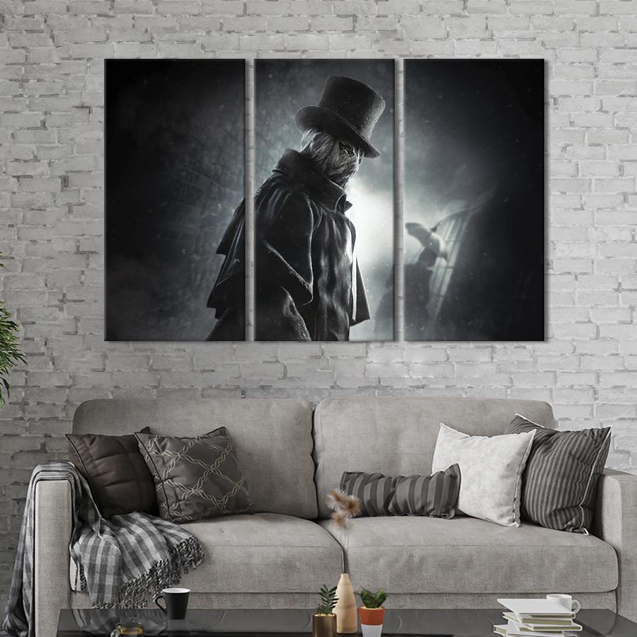 Картина на холсте триптих Мрачный Джек Потрошитель в Assassin's Creed: Syndicate 156x100 см (1435-31)