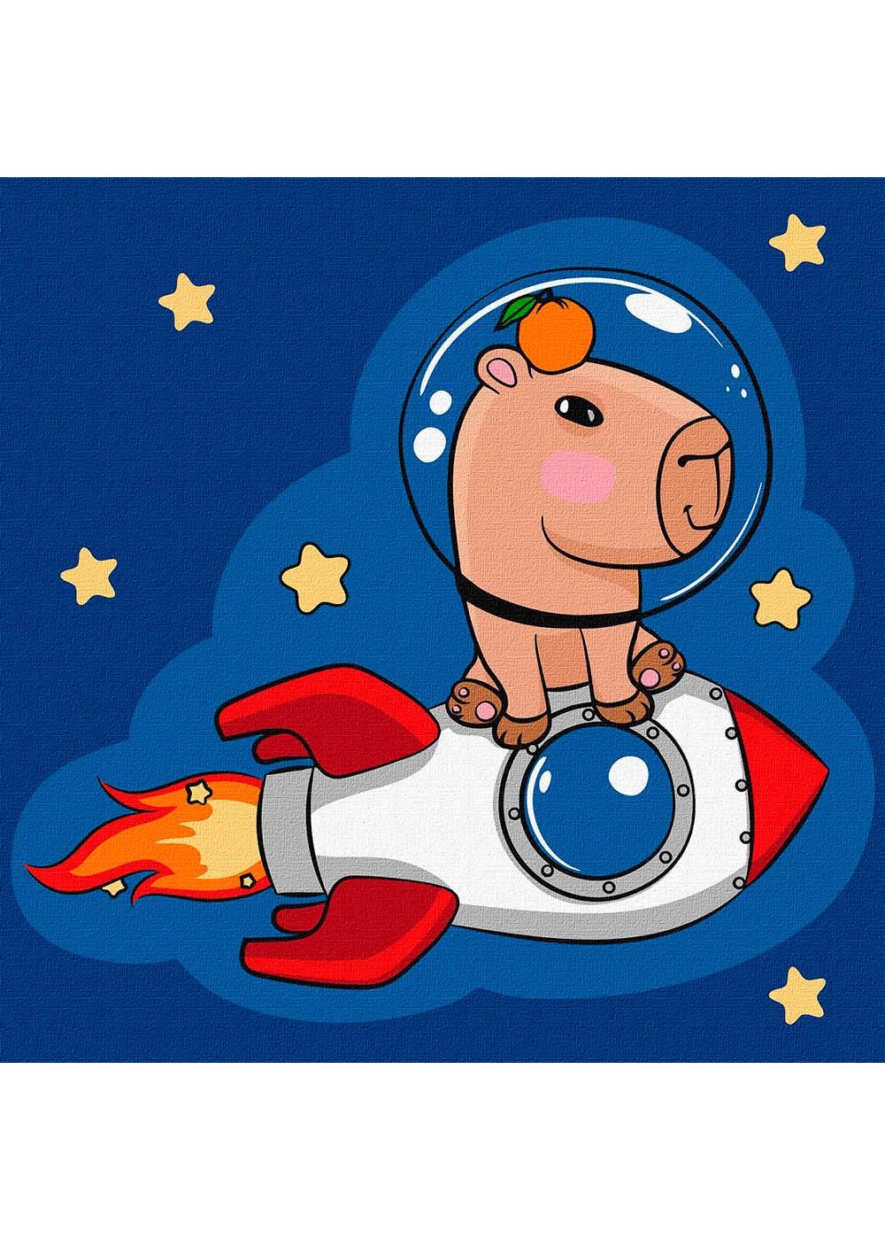 Картина по номерам Ideyka Капибара на ракете 30х30 см (KHO1299)