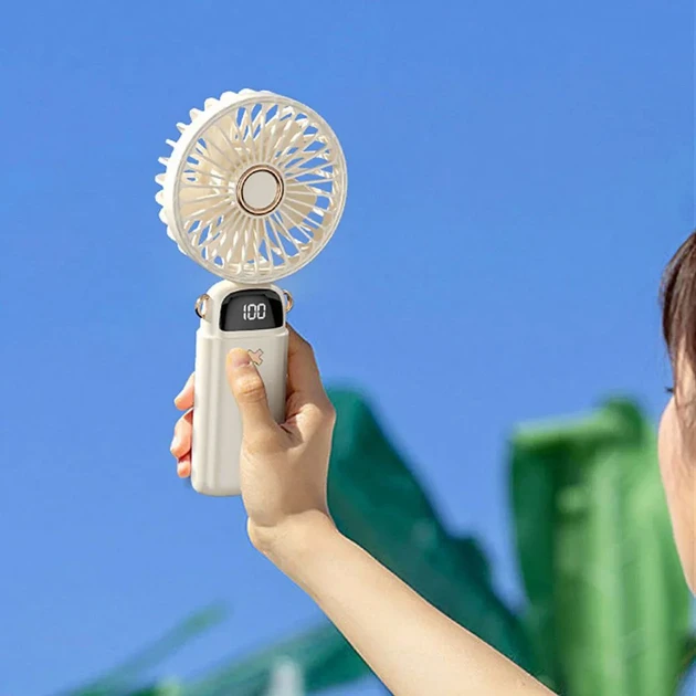 Вентилятор ручний акумуляторний LCD зарядка Type-C Бежевий (2612940101) - фото 7 Вентилятор ручний акумуляторний LCD зарядка Type-C Бежевий (2612940101) - фото 7