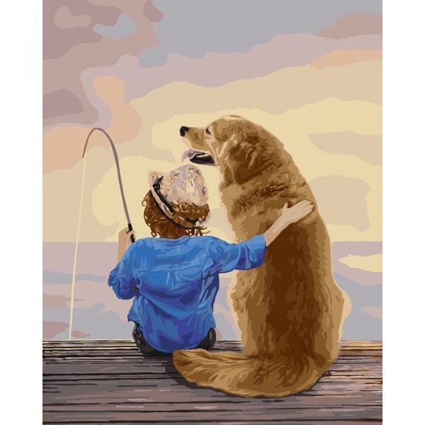 Картина по номерам Идейка Люди На рыбалке 40х50 см в термопакете (КНО2341-mt)