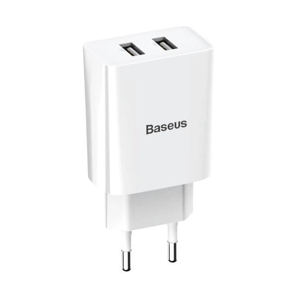 Зарядний пристрій мережевий Baseus Speed Mini Dual U 10.5W 2USB 2.1A Travel Charge White (745863)