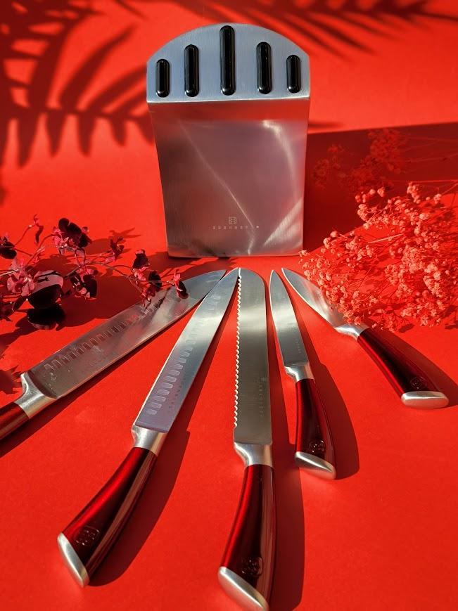 Набір ножів Edenberg із нержавіючої сталі на підставці 6 пр. (EB-11002) Червоний - фото 5