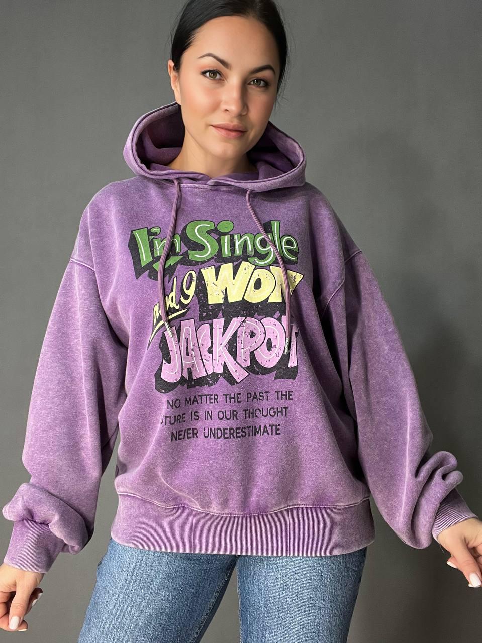 Худі жіночий A-N 25040 подовжений з капюшоном варений тай дай OS Фіолетовий (3433) - фото 4 Худі жіночий A-N 25040 подовжений з капюшоном варений тай дай OS Фіолетовий (3433) - фото 4