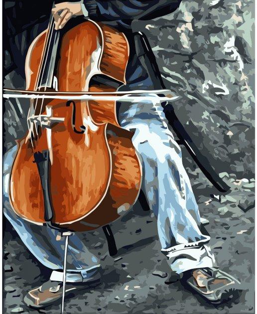 Картина по номерам Strateg Музыка виолончели с лаком и уровнем 40x50 см (VA-3617)