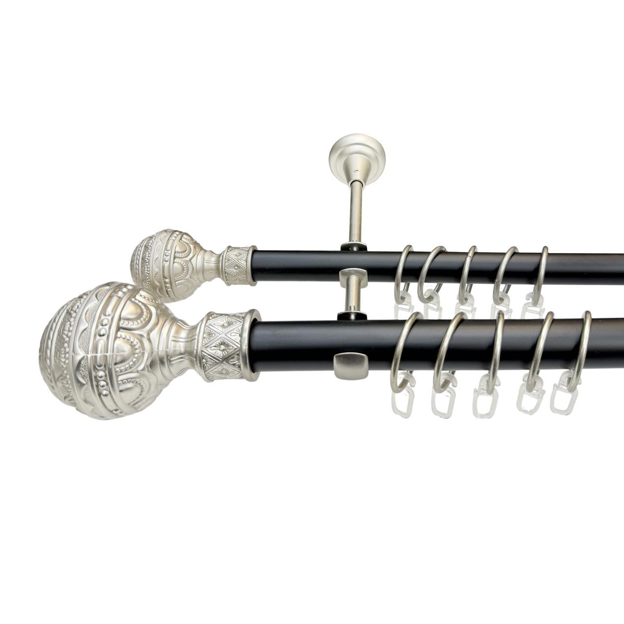 Карниз для штор Orvit Арабеска-Арабеска двохрядний 25/19 мм 300 см Чорний/Сатин (009-1037)