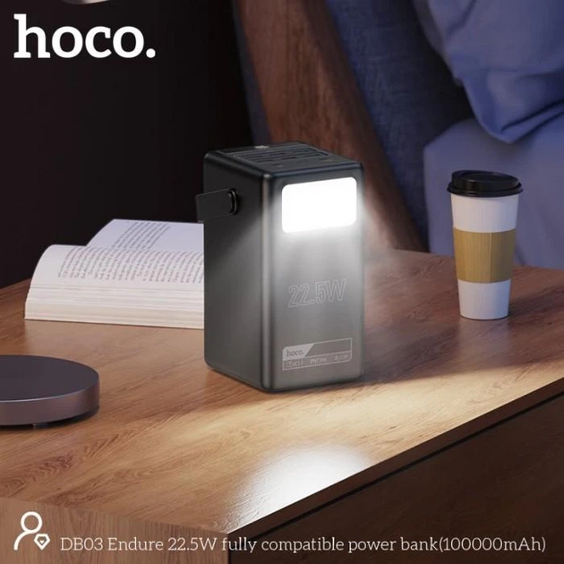 Повербанк Hoco DB03 100000 mAh 22,5W зі швидкою зарядкою та ліхтариком Чорний (PB240126) - фото 5