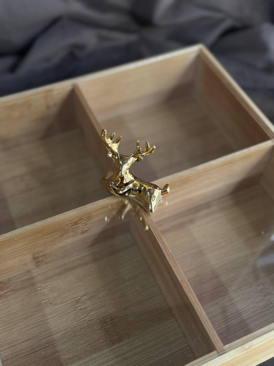 Менажница бамбуковая YIWU с крышкой 25х25х11 см Бежевый (HB-40-1) - фото 2