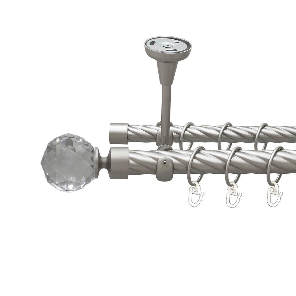 Карниз металлический Orvit Люмиера двухрядный открытый к потолку/скрученная труба/кольцо металлическое Сатин 25/19 мм 300 см (00-00024237)