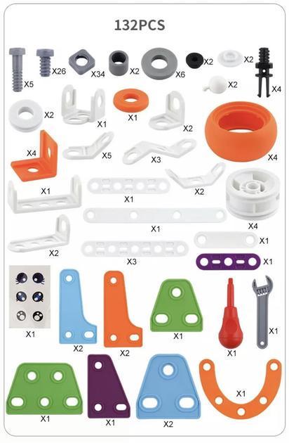 Конструктор машинки для мальчика Build and Play болтовой 5в1 самолет/машина/бульдозер/вертолет/мотоцикл (26607092) - фото 4