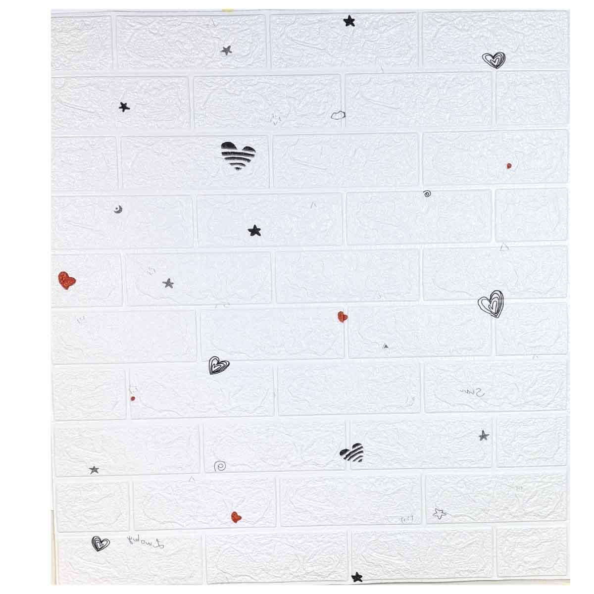 Самоклеющаяся декоративная 3D-панель кирпич амур 700x770x3 мм Белый (818)