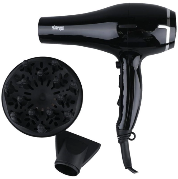 Фен для волосся DSP 30075 з дифузором та концентратором 3 температурних режими Чорний (13943367) Фен для волосся DSP 30075 з дифузором та концентратором 3 температурних режими Чорний (13943367)