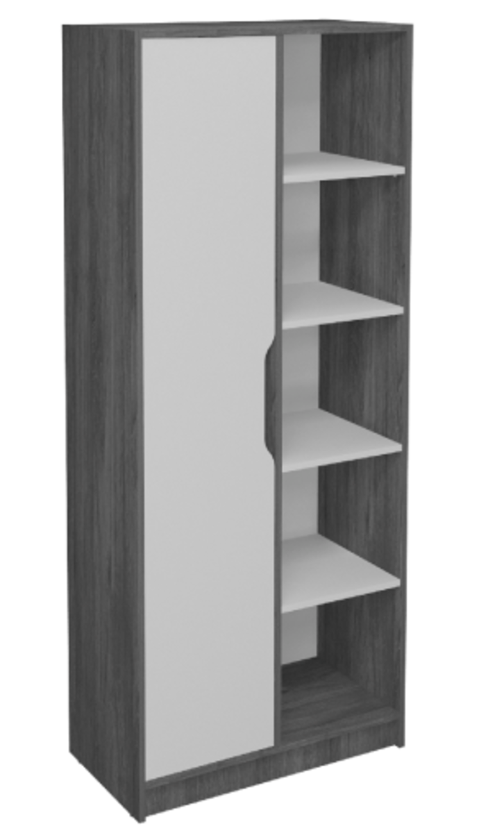 Шкаф Intarsio NORD A/L 1Д 80х195х42 см Белый бриллиант/Дуб Экспрессив бронзовый