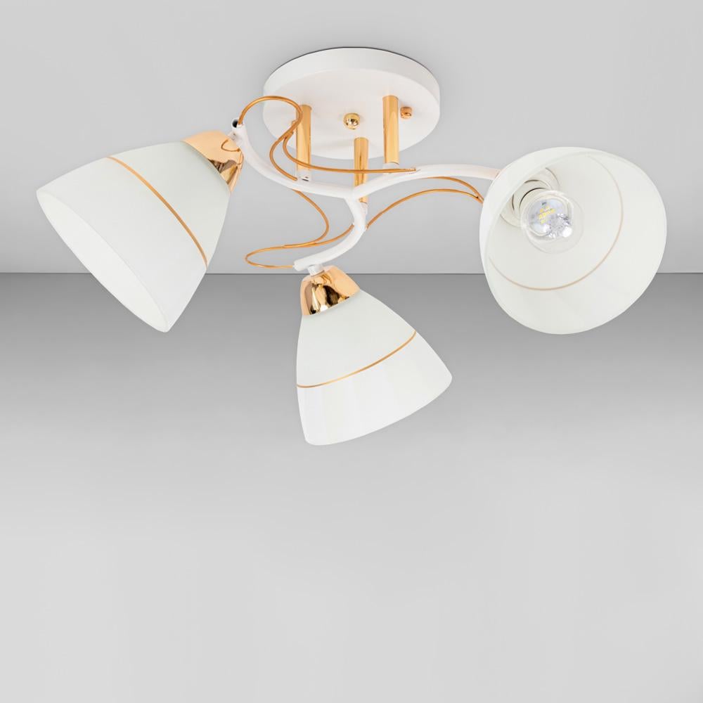 Люстра потолочная Lighthouse SH-20460/3 WT/FG 500х500х240 E27х3 Белый с золотым Люстра потолочная Lighthouse SH-20460/3 WT/FG 500х500х240 E27х3 Белый с золотым