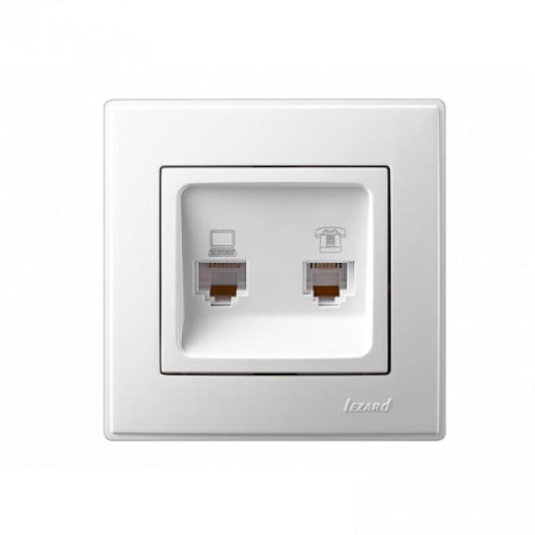 Розетка комп'ютерна/телефонна Lezard Lesya Білий (00000013130)