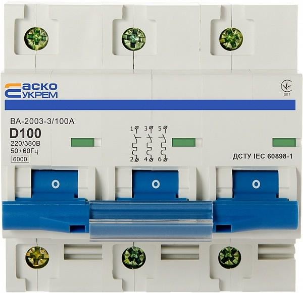 Автоматический выключатель Аско-Укрем ВА-2003 3р 100А (01487)