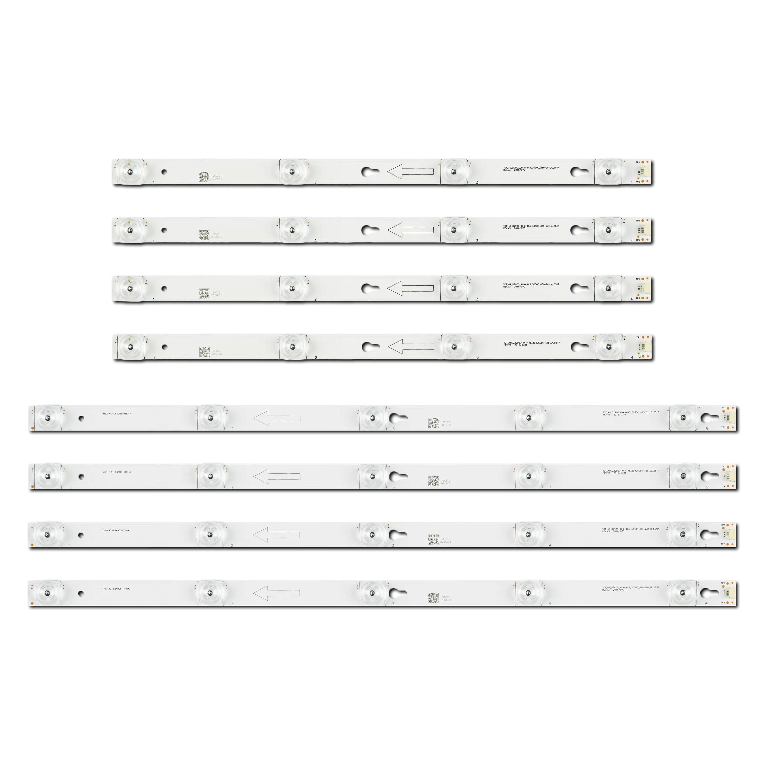 Комплект LED підсвітки для TV 49D2900 JB A/B 49HR330M05A1/49HR330M04B1 V3 TOT-49-D2900-4X4+4X5-3030C-d6t-2d1-A/B 49" 8 шт. (ART-14863)