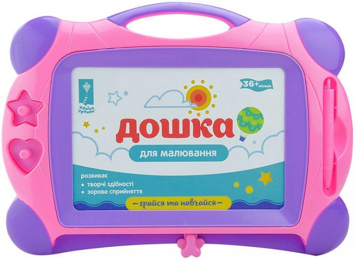 Магнітна дошка для малювання Країна Іграшок зі стилусом та печатками Рожевий (PL-7015)