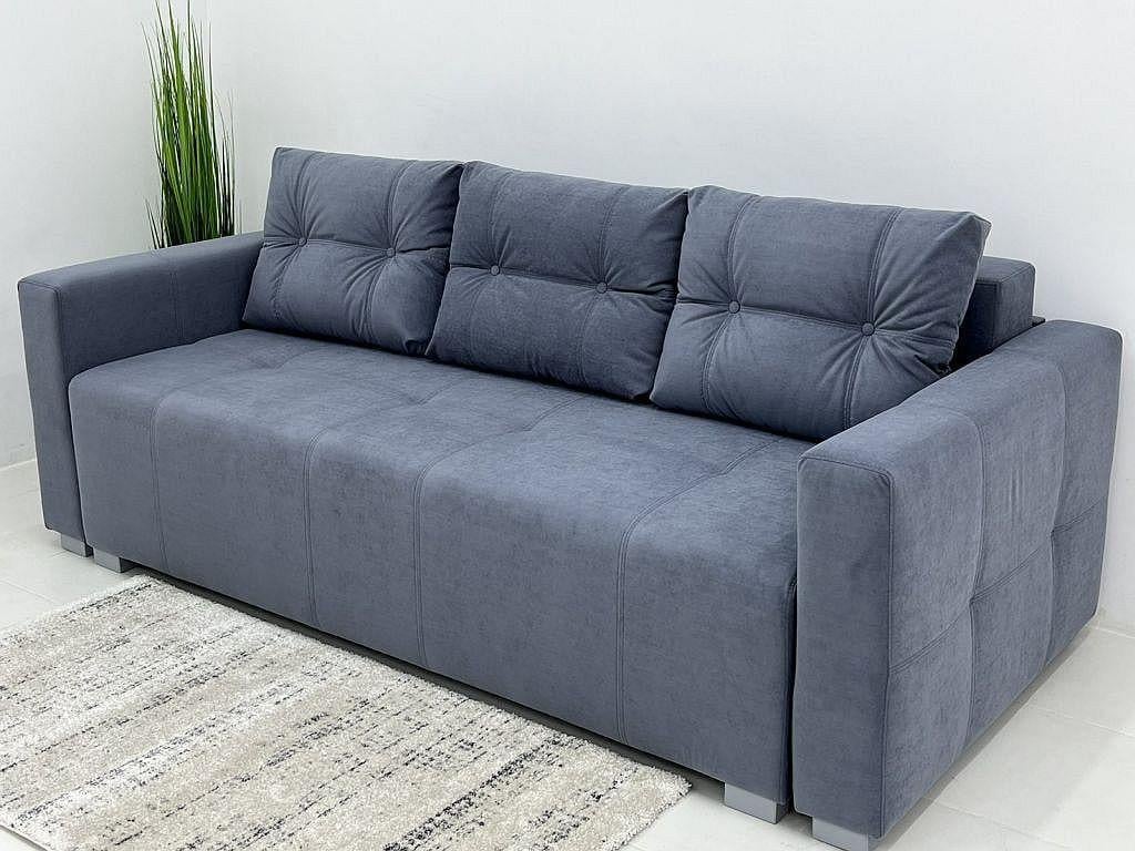 Диван раскладной Woody Бест ортопедический ЛДСП/дерево/ткань Серый/Голубой