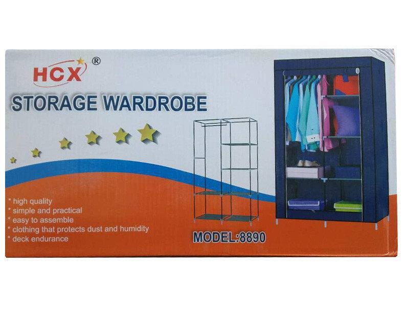 Шафа текстильна розкладна HCX Storage Wardrobe на 2 секції 90x45x170 см Синій - фото 5