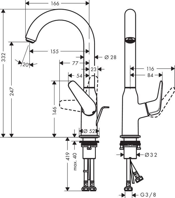 Смеситель для умывальника Hansgrohe Novus 240 Хром (71126000) - фото 2