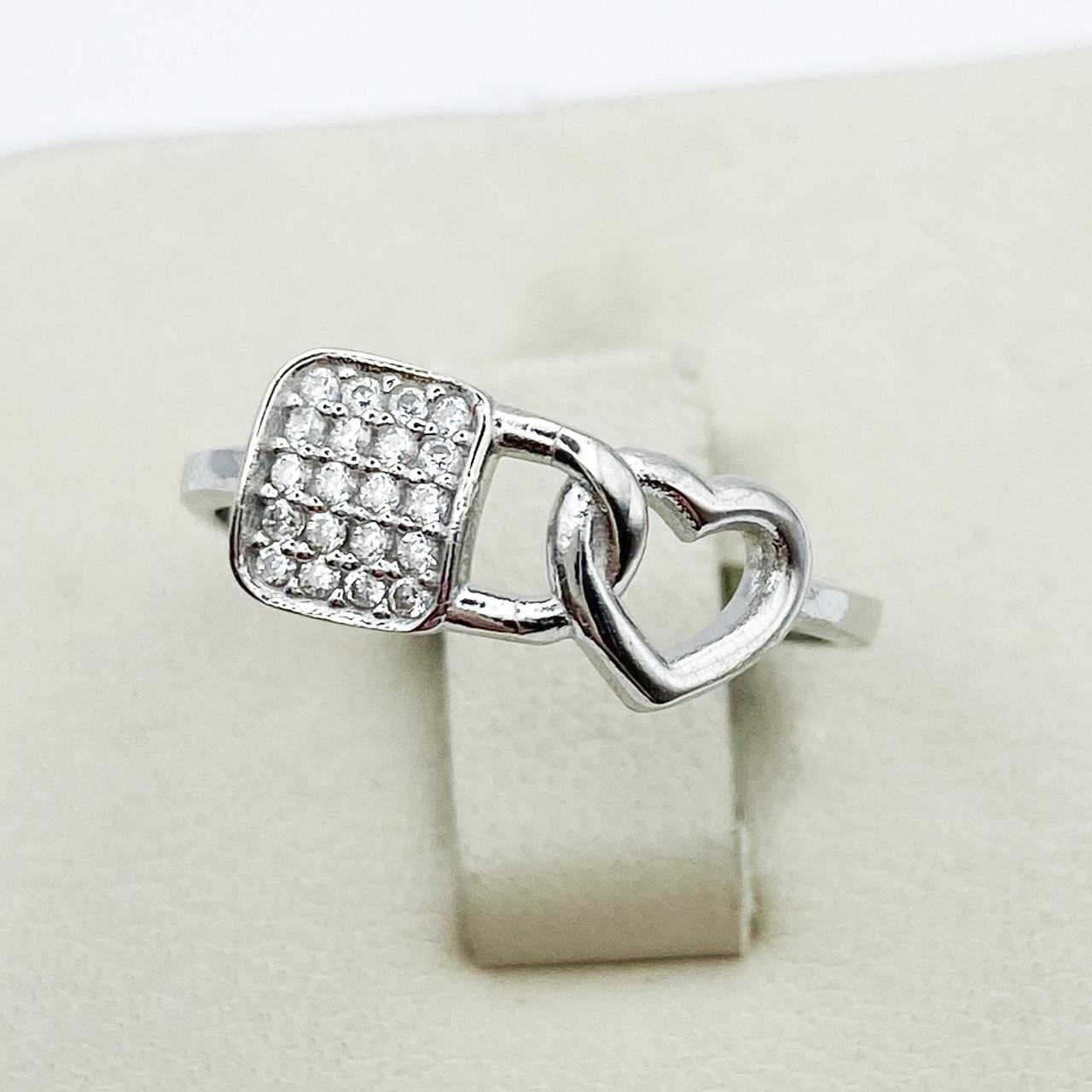 Кольцо серебряное Сердце с кубическим цирконием р. 18 1,78 г (1906547218)