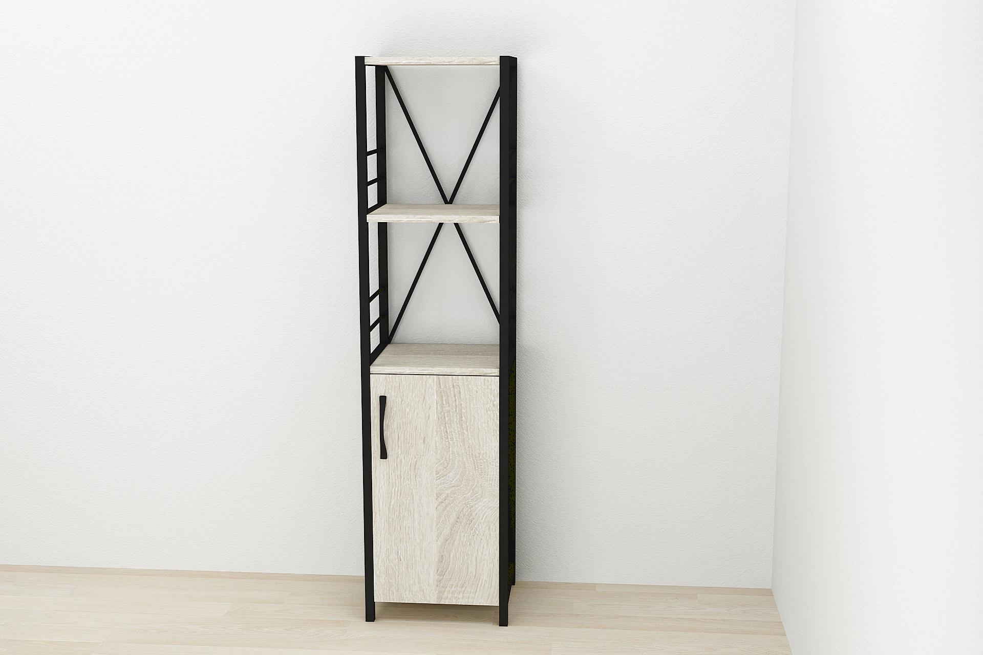 Этажерка Ferrum-decor Коннект 3/34 с тумбой ДСП 144x34x28 см Черный/Сонома (FRD-104424)