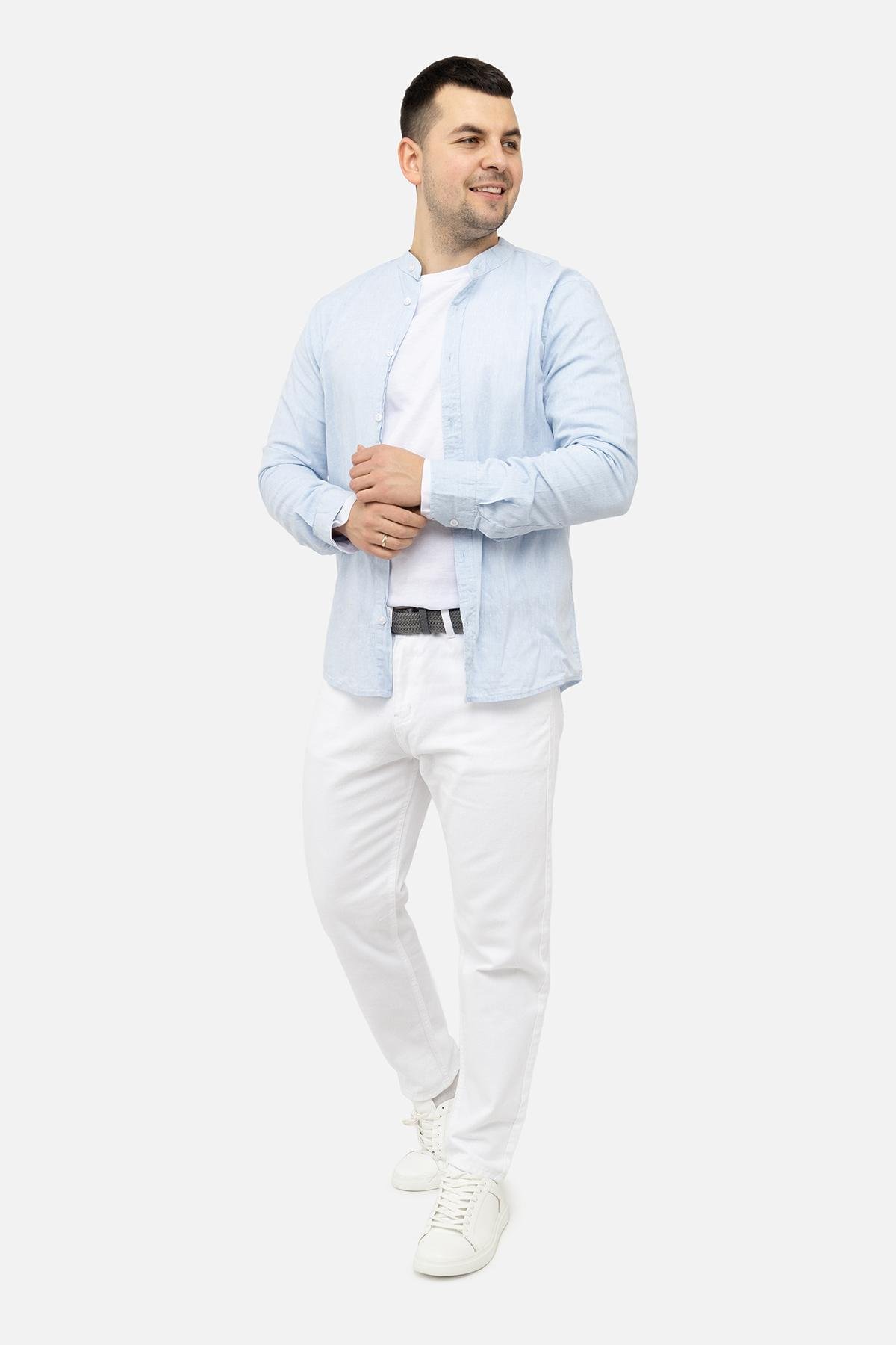 Рубашка мужская ЦБ-00244799 с длинным рукавом р. 52 Голубой (SKT000979886)