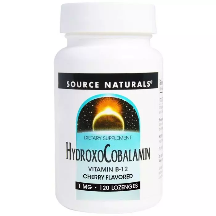 Витамин B12 1 мг гидроксокобаламин Source Naturals вкус вишни Hydroxocobalamin 120 таблеток (SN2655)