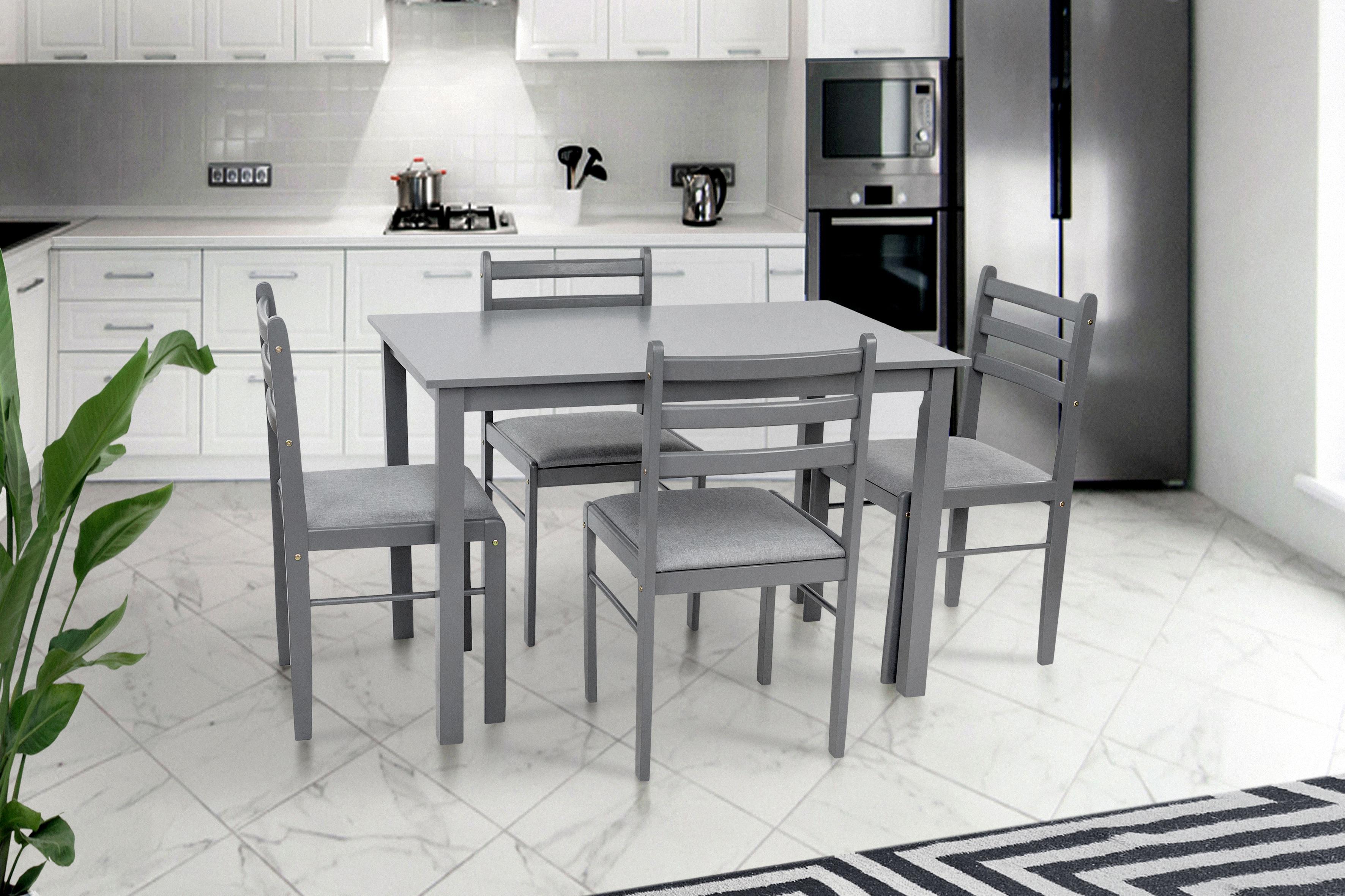 Комплект кухонний JERSIE стіл і 4 стільці Сірий - фото 1