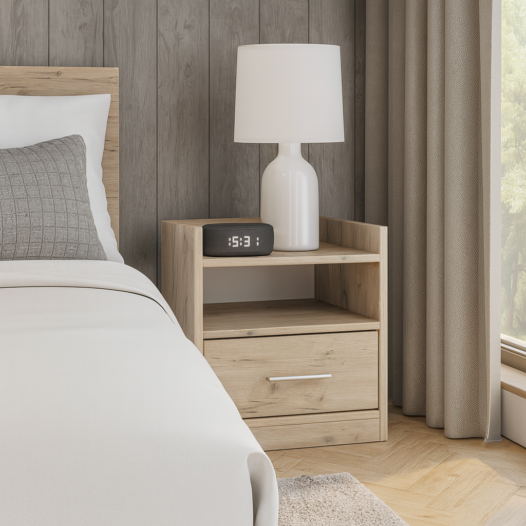 Тумба приліжкова ТП7 SENAM 450х380х350 мм ДСП Дуб Крафт Сірий - фото 1 Тумба приліжкова ТП7 SENAM 450х380х350 мм ДСП Дуб Крафт Сірий - фото 1