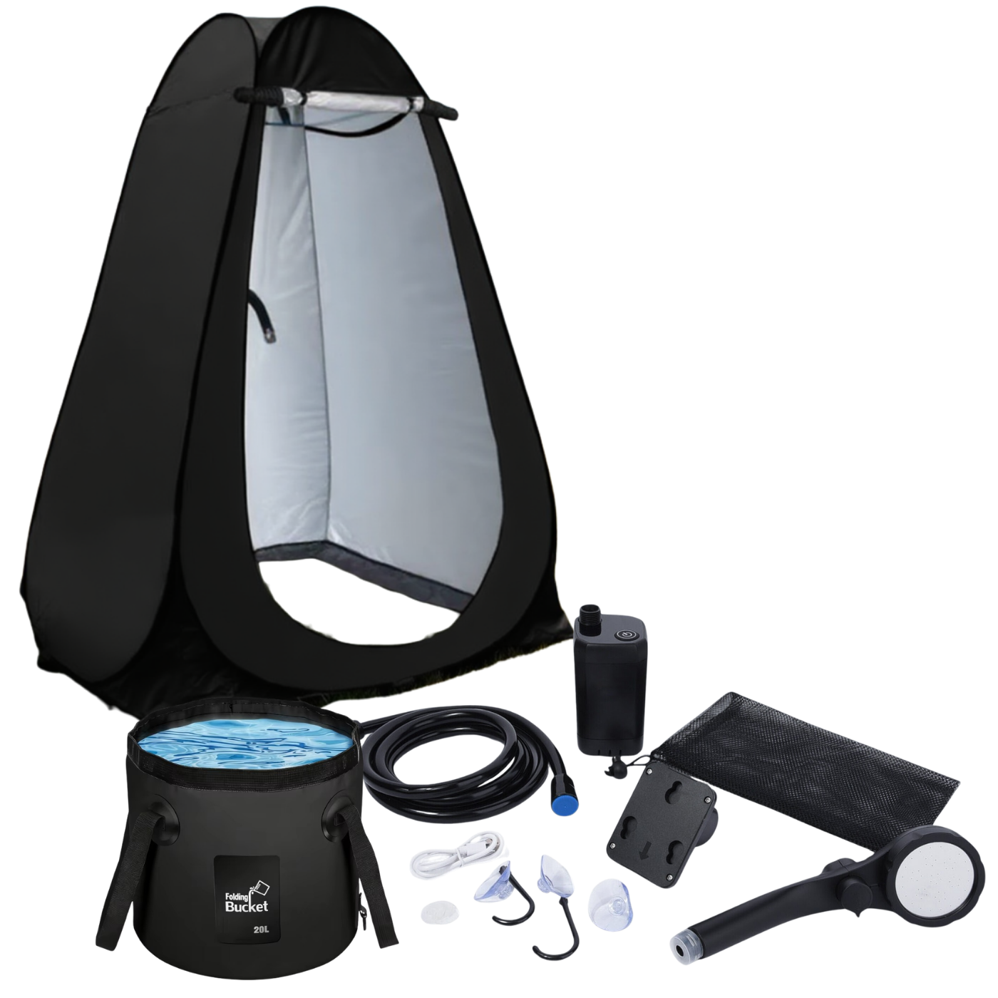 Комплект 3в1 палатка/аккумуляторная душ/ведро 20 л Черный (33394827) Комплект 3в1 палатка/аккумуляторная душ/ведро 20 л Черный (33394827)