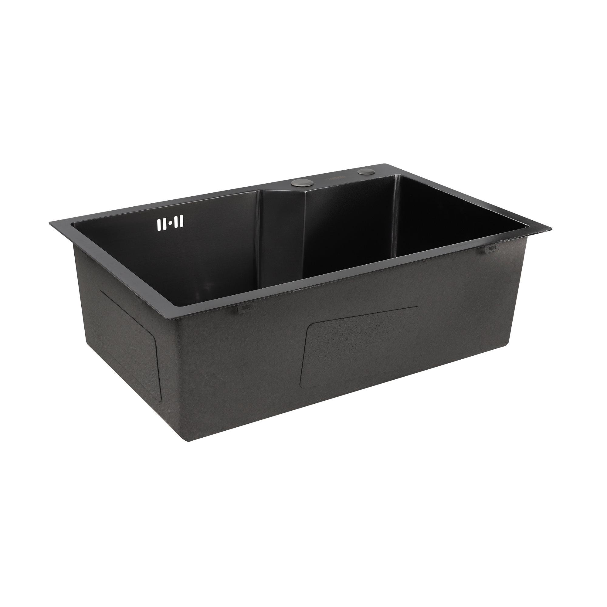 Мойка для кухни и дозатор Platinum Handmade PVD 650х430х220 Черный - фото 3 Мойка для кухни и дозатор Platinum Handmade PVD 650х430х220 Черный - фото 3